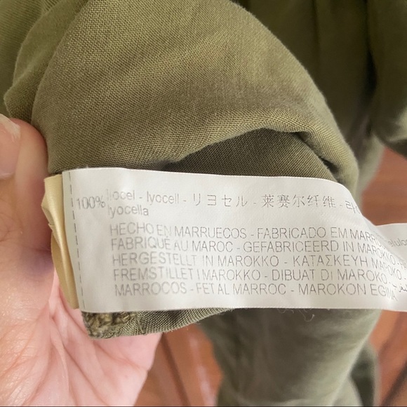 Zara Olive Green Lyocell Mini Shirt Dress - Picture 8 of 8